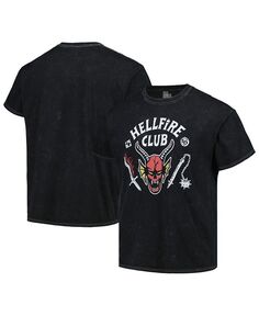 Мужская и женская черная футболка с рисунком Stranger Things Hellfire Club Mad Engine, черный
