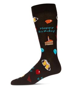 Мужские носки из искусственного шелка с днем рождения из бамбука Novelty Crew Socks MeMoi, черный