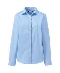 Женская школьная форма, эластичная рубашка с длинными рукавами без зазоров Lands&apos; End, синий
