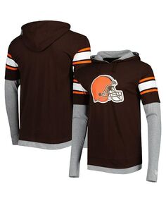 Мужская коричневая футболка с капюшоном Cleveland Browns с длинным рукавом New Era, коричневый