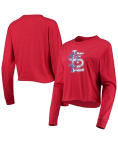 Женская красная укороченная футболка из джерси с длинными рукавами St. Louis Cardinals Baby New Era, цвет Red