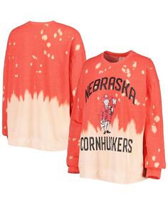 Женский красный рваный пуловер Nebraska Huskers Twice As Nice с выцветшим рисунком, топ с длинными рукавами Gameday Couture, красный