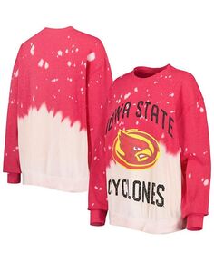 Женский потертый пуловер с длинными рукавами и выцветшим узором Cardinal Iowa State Cyclones Twice As Nice Gameday Couture, красный