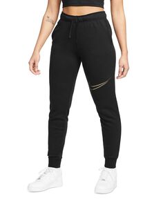 Женская спортивная одежда Клубные флисовые брюки со средней посадкой Nike, черный
