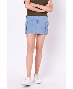 Женская джинсовая мини-юбка карго с низкой посадкой English Factory, синий
