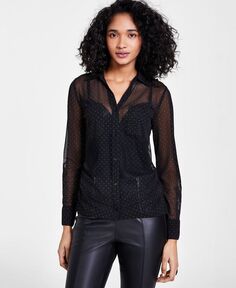 Женская сетчатая рубашка на пуговицах с каплями росы Bar III, черный