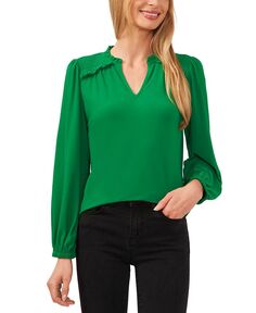 Женский топ с присборенными плечами и блузоном с рукавами CeCe, зеленый