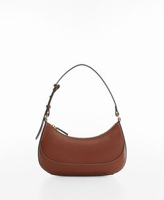 Женская овальная сумка с короткой ручкой MANGO, коричневый
