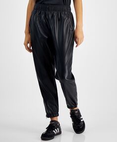 Женские брюки-джоггеры из искусственной кожи с молнией до щиколотки Avec Les Filles, черный