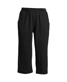 Женские спортивные трикотажные брюки-капри с высокой посадкой и эластичной резинкой на талии Lands&apos; End, цвет Black