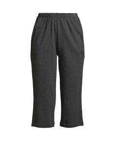 Женские спортивные трикотажные брюки-капри с высокой посадкой и эластичной резинкой на талии Lands&apos; End, цвет Dark charcoal heather