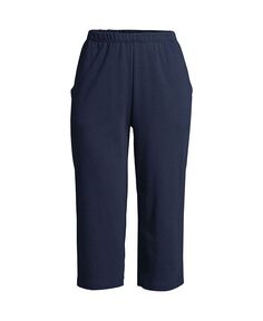 Женские спортивные трикотажные брюки-капри с высокой посадкой и эластичной резинкой на талии Lands&apos; End, синий