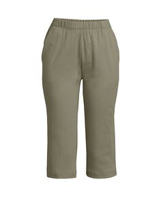 Женские спортивные трикотажные брюки-капри с высокой посадкой и эластичной резинкой на талии Lands&apos; End, зеленый