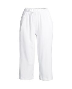 Женские спортивные трикотажные брюки-капри с высокой посадкой и эластичной резинкой на талии Lands&apos; End, белый