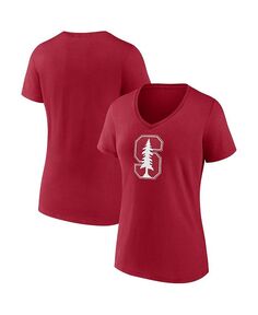 Женская футболка с v-образным вырезом и логотипом Cardinal Stanford Cardinal Evergreen Fanatics, красный