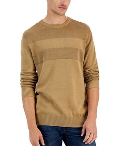Мужской хлопковый свитер с фактурной текстурой Club Room, коричневый