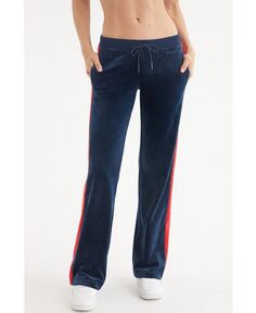 Женские широкие спортивные брюки с цветными блоками Juicy Couture, синий
