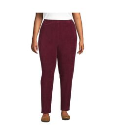 Женские спортивные трикотажные вельветовые брюки больших размеров с эластичной резинкой на талии Lands&apos; End, красный