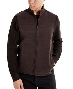 Мужская стеганая куртка-свитер на молнии спереди Kenneth Cole, коричневый