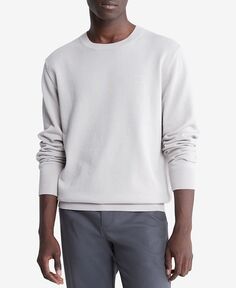 Мужской свитер из гладкого хлопка с монограммой и логотипом Calvin Klein, цвет Porpoise
