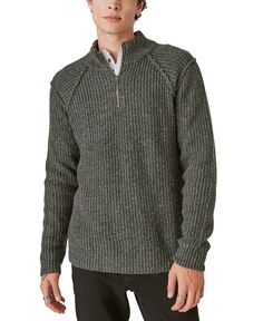 Мужской твидовый свитер с воротником-стойкой и полумолнией на молнии Lucky Brand, серый