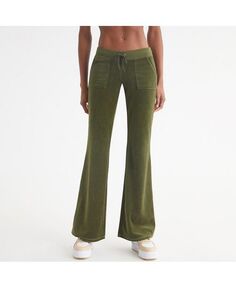 Женские спортивные брюки Heritage с низкой посадкой и карманами на кнопках Juicy Couture, зеленый