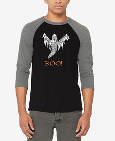 Мужская бейсбольная футболка с надписью «Хэллоуин Призрак реглан» LA Pop Art, серебро