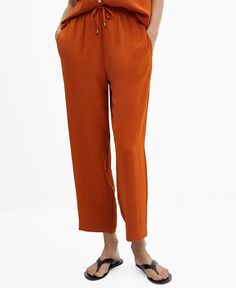 Женские струящиеся брюки-джоггеры MANGO, оранжевый