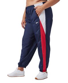Тканые спортивные брюки больших размеров без застежки с логотипом Reebok, синий