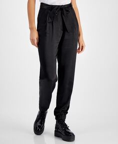 Женские атласные брюки-джоггеры с завязкой на талии Avec Les Filles, черный