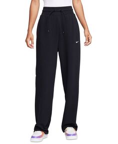 Женские спортивные штаны Dri-FIT One с открытой кромкой и высокой талией из французского терри Nike, черный