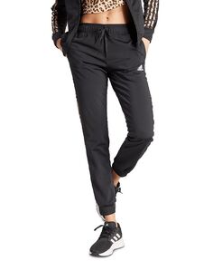 Женские трикотажные зауженные спортивные брюки с животным принтом и 3 полосками adidas, черный