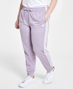 Женские зауженные спортивные брюки Essentials с тремя полосками для разминки, XS-4X adidas, цвет Preloved fig/white