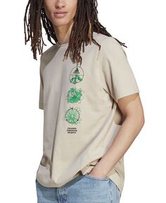 Мужская спортивная футболка с короткими рукавами и мультиграфическим рисунком с круглым вырезом Change adidas, тан/бежевый