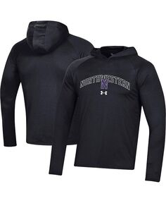 Мужская черная футболка реглан с длинным рукавом и капюшоном Northwestern Wildcats 2023 Sideline Tech Under Armour, черный