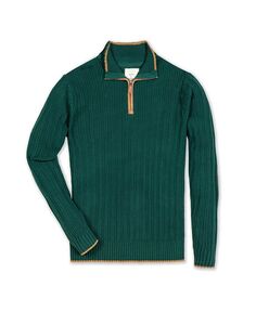 Мужской свитер с полумолнией и замшевой отделкой Hope &amp; Henry, зеленый