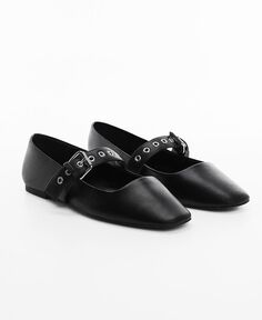 Женские туфли с пряжками и шипами MANGO, черный
