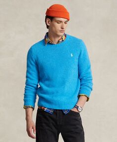 Мужской пушистый свитер из смесовой шерсти Polo Ralph Lauren, синий