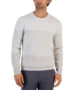Мужской полосатый свитер с круглым вырезом Trilogy Alfani, серый