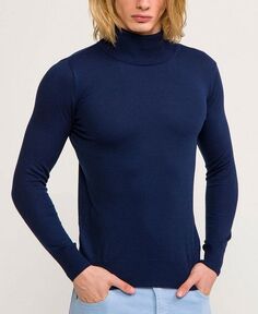 Мужской современный свитер с высоким воротником RON TOMSON, синий