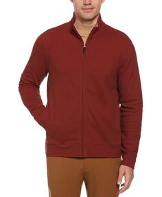 Мужской свитер вафельной вязки с молнией во всю длину Perry Ellis, красный