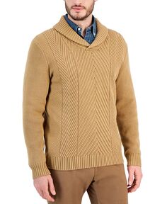 Мужской массивный свитер с отложным воротником Club Room, коричневый