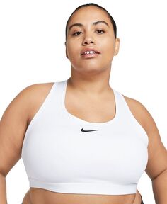 Спортивный бюстгальтер Active со средней поддержкой и мягким логотипом больших размеров Nike, белый