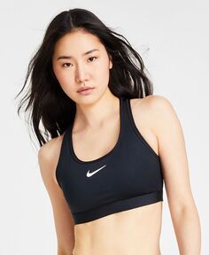 Женский спортивный бюстгальтер средней ударопрочности с подбивкой Swoosh Nike, черный