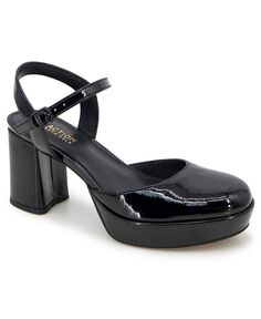 Женские туфли-лодочки на блочном каблуке India Kenneth Cole Reaction, цвет Black Patent- Polyurethane