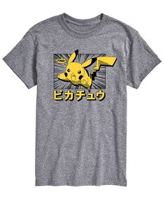 Мужская футболка с рисунком Pokemon Kanji Pika AIRWAVES, серый