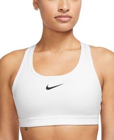 Женский спортивный бюстгальтер средней ударопрочности с подбивкой Swoosh Nike, белый