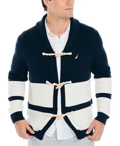 Мужской свитер-кардиган с шалевым воротником и застежкой на застежку Heritage Nautica, синий