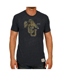 Мужская черная футболка с логотипом Colorado Buffaloes в винтажном стиле Tri-Blend Original Retro Brand, черный