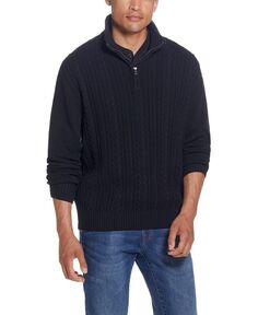 Мужской свитер косой вязки с молнией без четверти Weatherproof Vintage, черный